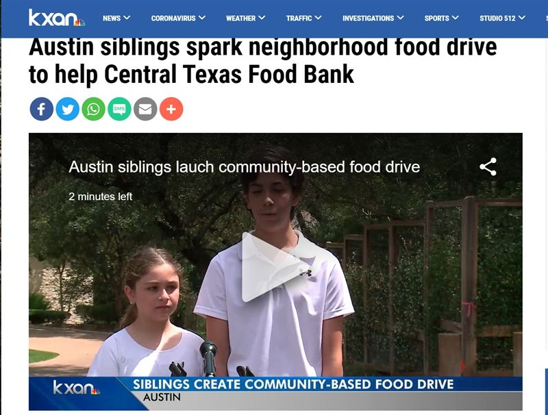 Middle School Student Creates Community Food Drive